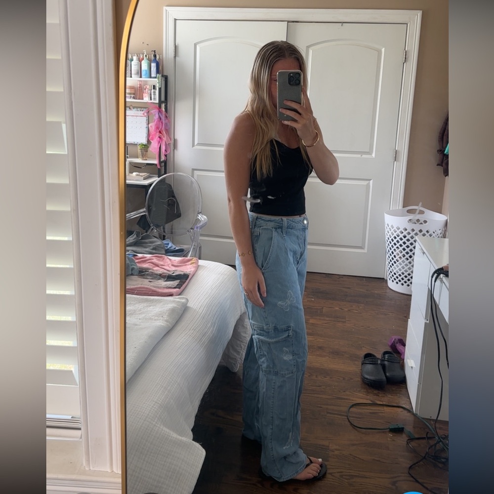 Hollister Blue Boyfriend Jeans Relaxed Fit High-Waisted